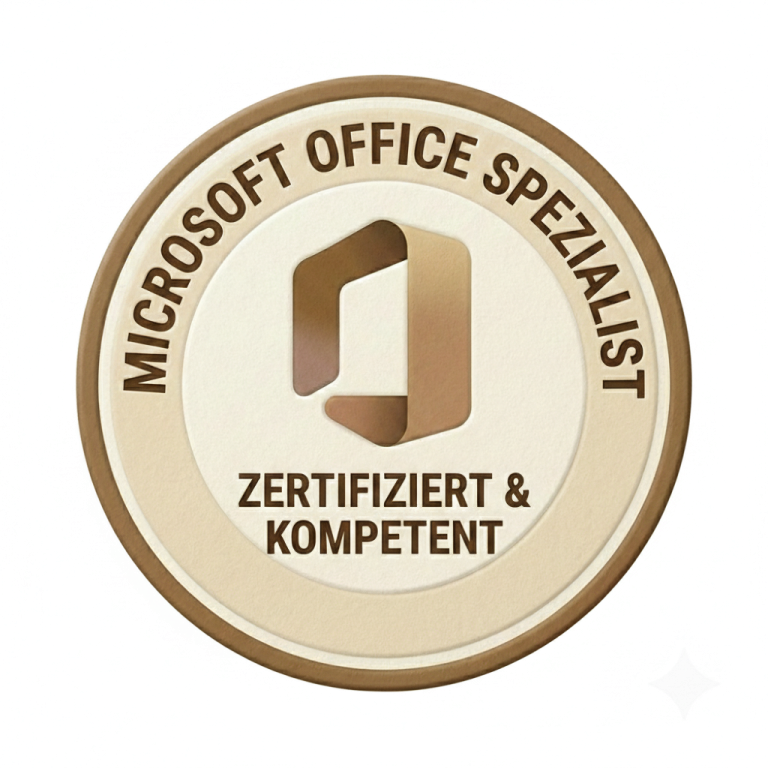 Zertifizierte Hilfe für Word, Excel & Outlook. Grafik-Button 'Microsoft Office Spezialist' – Zertifizierte & kompetente Software-Hilfe von Katharina Laaks in Reken.